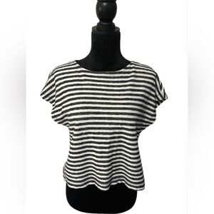 Alice + Olivia Blue and White Striped Terry Tee- Small